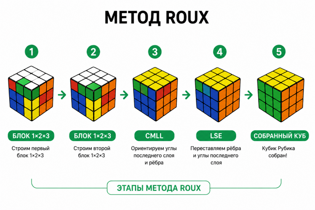 Как собрать кубик Рубик | Метод Roux для сборки кубика Рубика 3×3 | roux